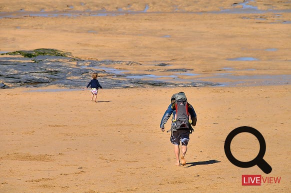 running dad on beach 